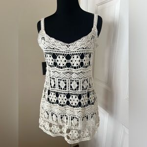 Women’s Lacy looking sleeveless top cream colored Miss Kelly 1999 brand S